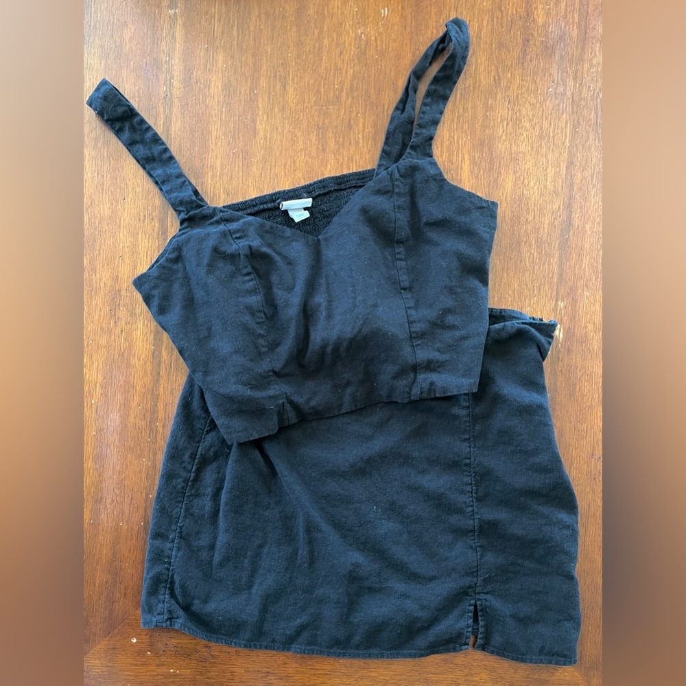 Black Crop Tank & Skirt Set
